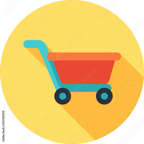 Shopping cart illustration with flat design and copy space