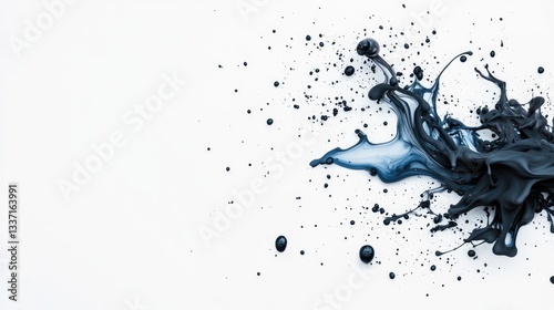 Spilled ink background with abstract black and navy swirls