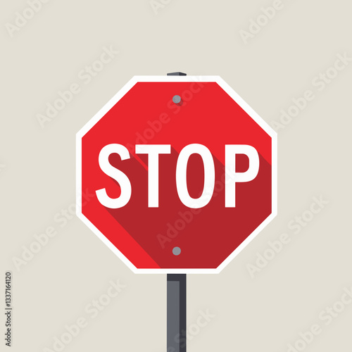 Stop sign illustration with shadow effect and copy space