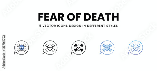 Fear Of Death vector icons set stock illustration