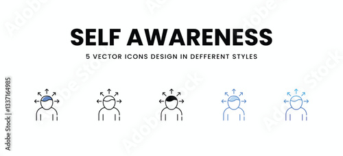 Self Awareness vector icons set stock illustration