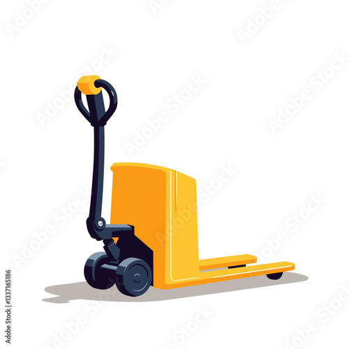 Illustration of a yellow pallet jack in a flat design style on a white background