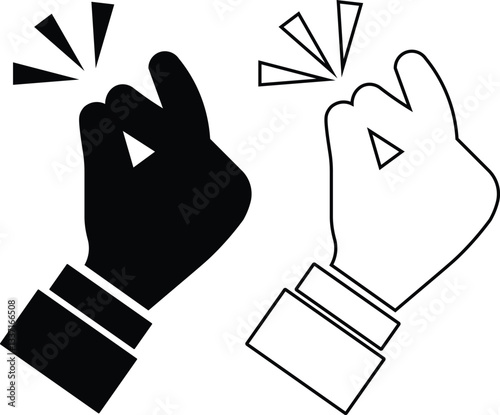 Finger snap icon set, Easy icon. Finger snapping click flick hand gesture sign. Gesture icon vector symbol illustration Icon Set Eps 10