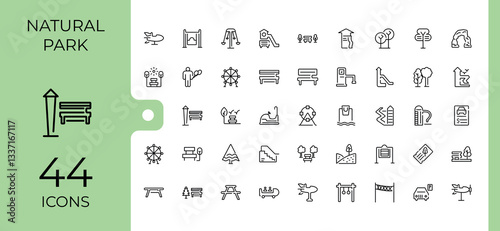 Park linear icon collection. It contains symbols to outdoor, city, urban, land, landscape, lake and more. Minimalist vector collections. Tree icon set. Editable vector illustration.