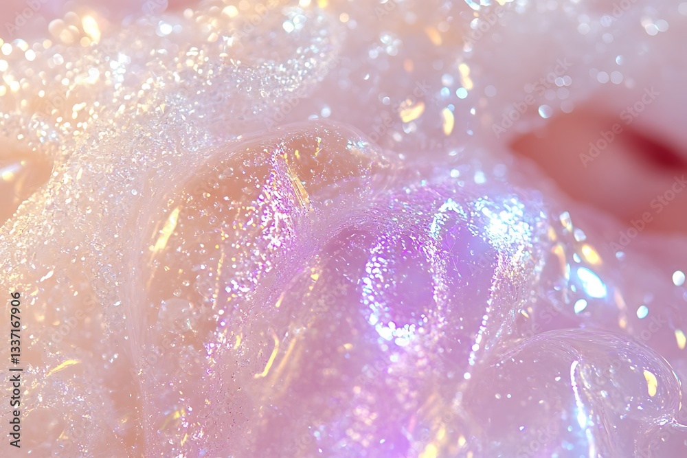 Fototapeta premium Iridescent Dreamscape: A Textural Symphony of Pearlescent Hues and Sparkling Highlights