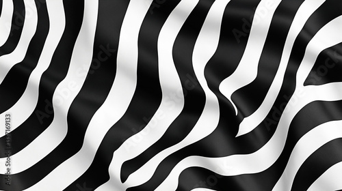 Abstract Zebra Stripes Pattern in Black and White  Modern Animal Print Background