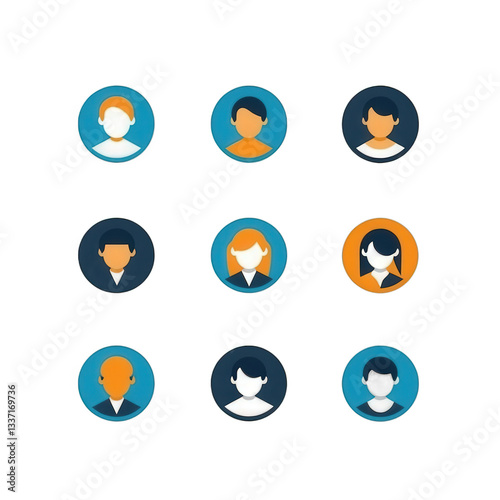 Free Download People profiles icons displayed in a grid pattern against a white background. Icons are colorful with a simplified style isolated on white or transparent png - GFXLoad