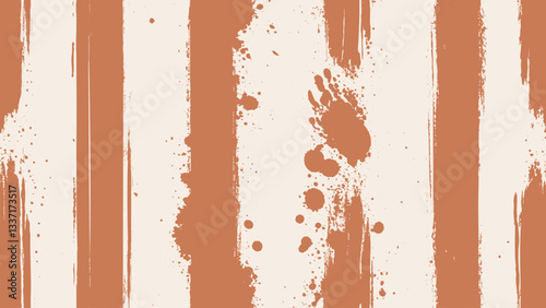 Grunge Vertical Rough Lines Vector Artistic Orange White Abstract Background. Different Grungy Hand Drawn Parallel Dry Brush Strokes Contemporary Striped Art Illustration. Frantic Repetitive Wallpaper