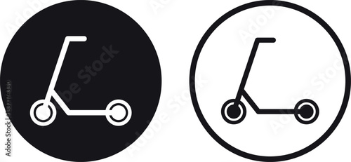 Scooter icon set in two styles isolated on white background . Scooter symbol  . Vector illustration