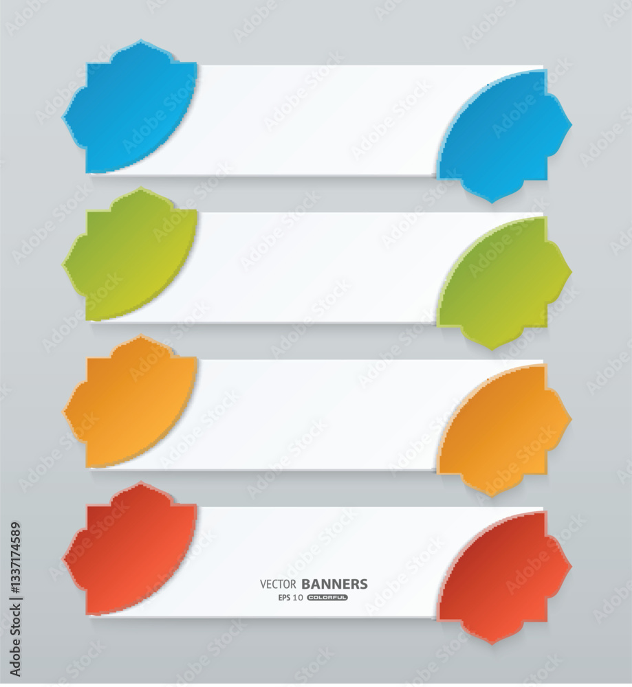 Set of colorful banners template with arabesque element Set of colorful banners template with arabesque element