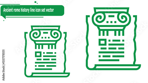 Ancient rome history line icon set vector
