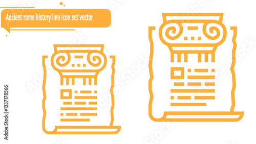 Ancient rome history line icon set vector