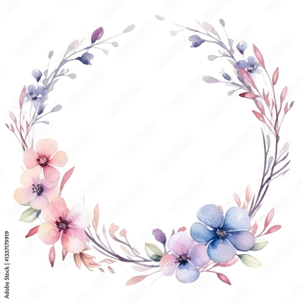 Flower frame watercolor pattern wreath plant. Flower frame watercolor pattern wreath plant.