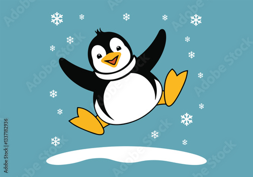 Vector Designs for World Penguin Day – Cute Penguins, Snowy Landscapes, T-shirt, Sticker, Social Media Posts & Animated GIFs for Print Cards and Merchandise