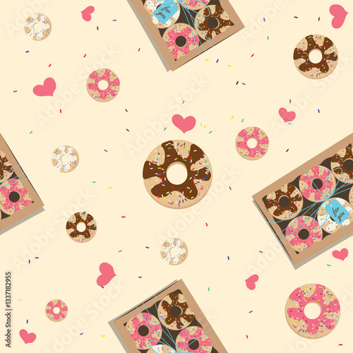 Seamless pattern with donuts