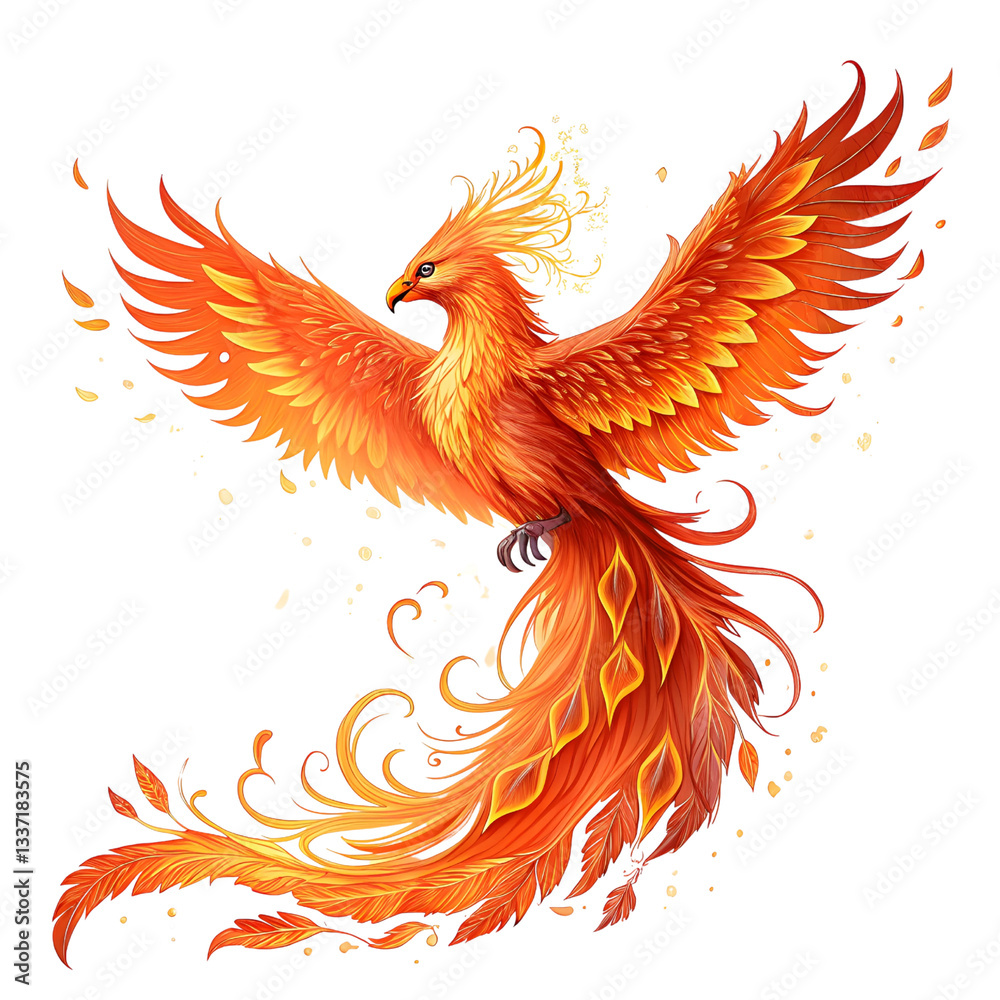 Obraz premium Majestic Phoenix Illustration A Symbol of Rebirth and Immortality in Fiery Detail