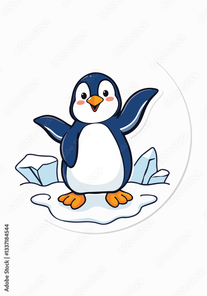 Obraz premium Vector Designs for World Penguin Day – Cute Penguins, Snowy Landscapes, T-shirt, Sticker, Social Media Posts & Animated GIFs for Print Cards and Merchandise