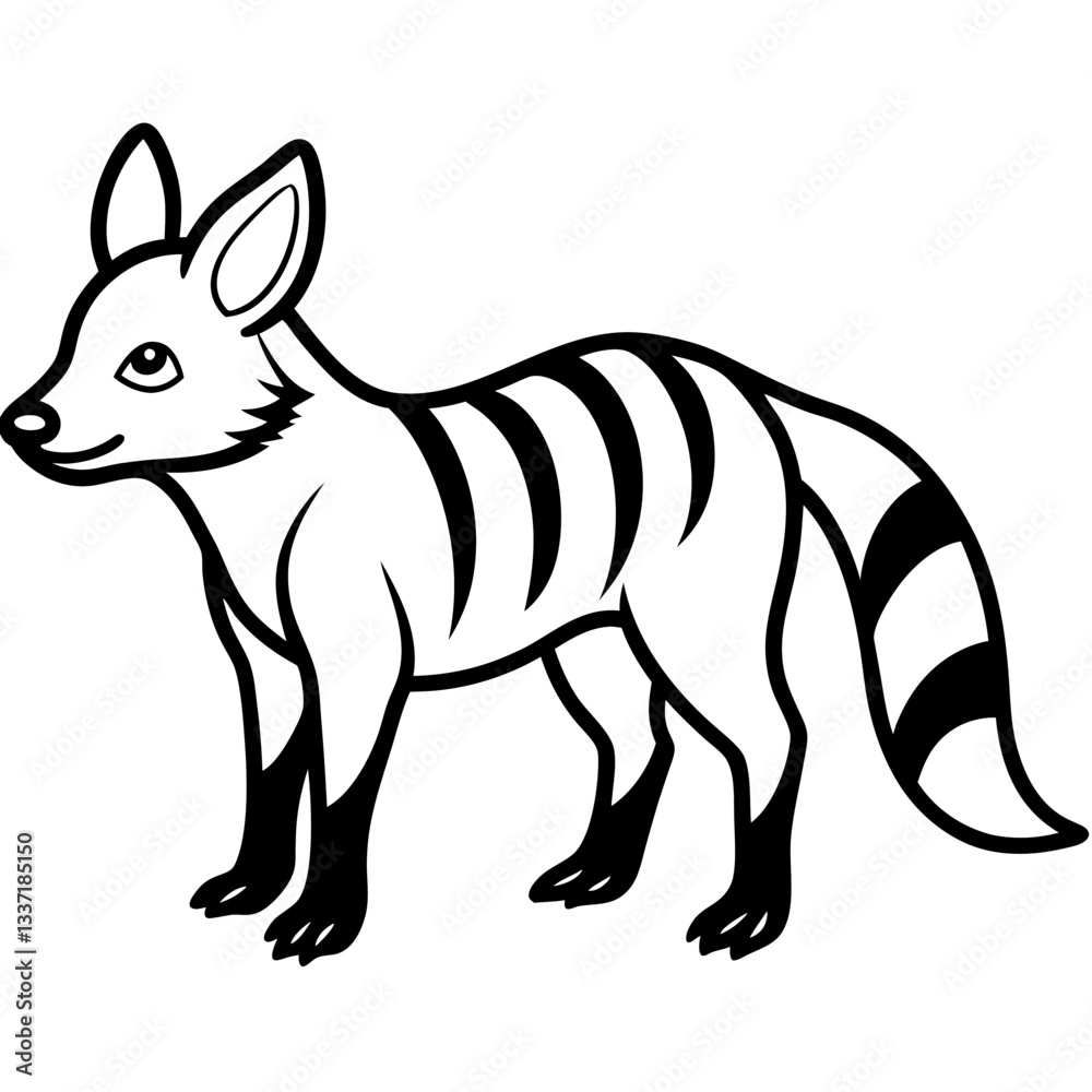 Fototapeta premium Aardwolf Illustration: A detailed black and white illustration of an Aardwolf.