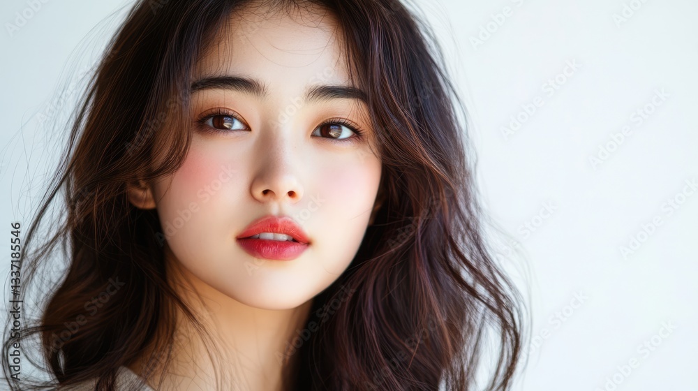 Studio portrait of a young beautiful Asian woman on white background with copy space Studio portrait of a young beautiful Asian woman on white background with copy space