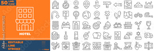 Hotel Line Editable Icons set