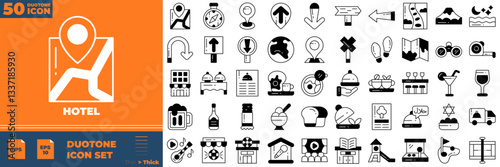 Hotel Duotone Editable Icons set