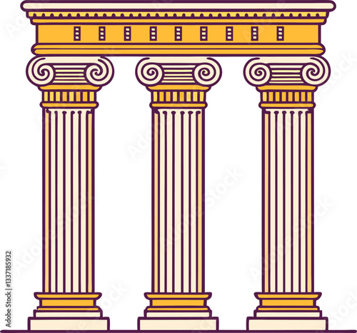 Ancient Roman Columns – Decorative Greek Pillars and Antique Architecture Vector