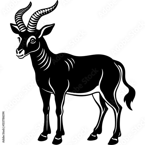 Antelope Silhouette: An elegant silhouette of an antelope, showcasing its majestic horns and graceful posture. A stark and artistic rendition capturing the essence of wildlife.