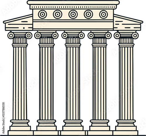 Ancient Roman Columns – Decorative Greek Pillars and Antique Architecture Vector