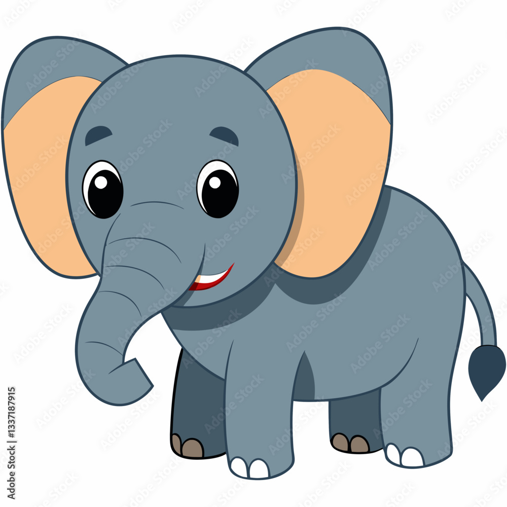 Naklejka premium Playful Elephant: A cute and playful elephant with oversized ears and a cheerful smile, perfect for adding a touch of joy to any project or design.