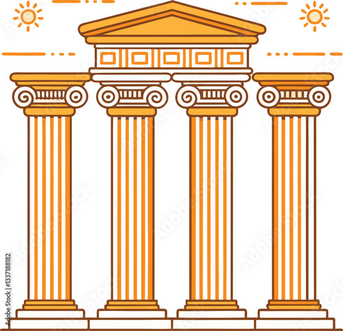 Ancient Roman Columns – Decorative Greek Pillars and Antique Architecture Vector