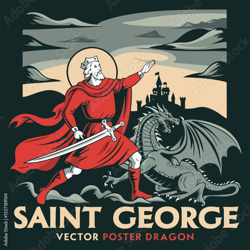 Saint George's Day vector designs with solid colors for social media, t-shirts, stickers, posters, print cards, and animated GIFs. Bold and modern vector illustrations for celebration.