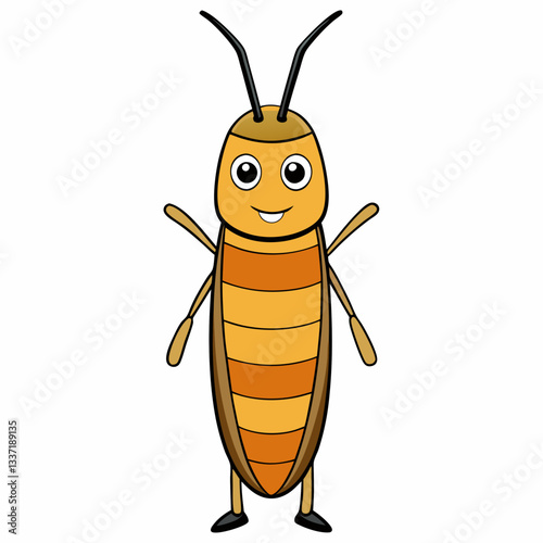 Cartoon Cockroach : A charming cartoon cockroach stands tall, showcasing its unique features and friendly disposition in a playful, eye-catching illustration. 