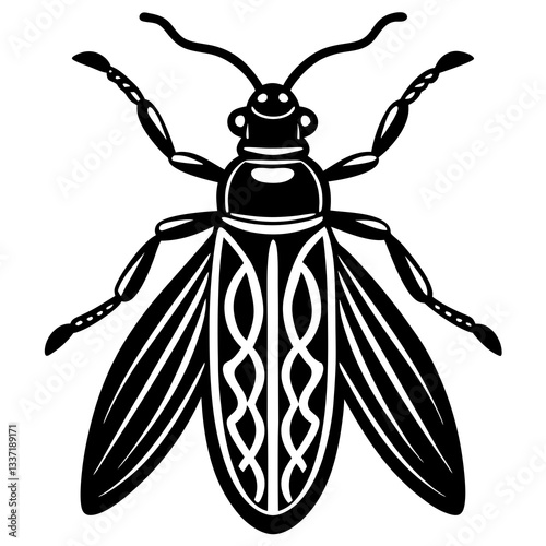 Inkbug illustration: Captivating black and white illustration of an inkbug in the world. Perfect for enhancing projects with its unique style.