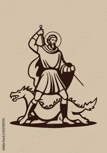 Saint George's Day vector designs with solid colors for social media, t-shirts, stickers, posters, print cards, and animated GIFs. Bold and modern vector illustrations for celebration.