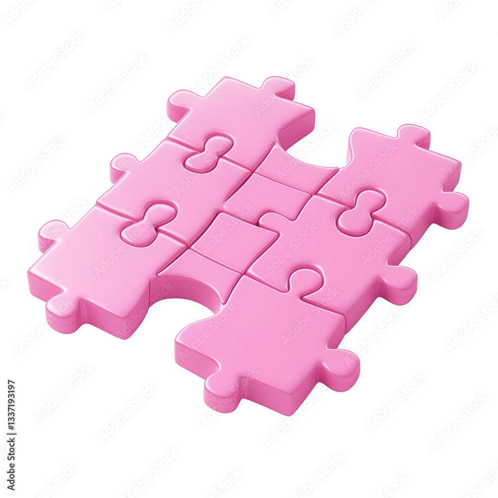 pink jigsaw puzzle pieces 3d render icon isolated on white background pink jigsaw puzzle pieces 3d render icon isolated on white background