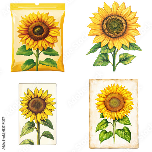 Sunflower Seed Packet - Bright Yellow Design 