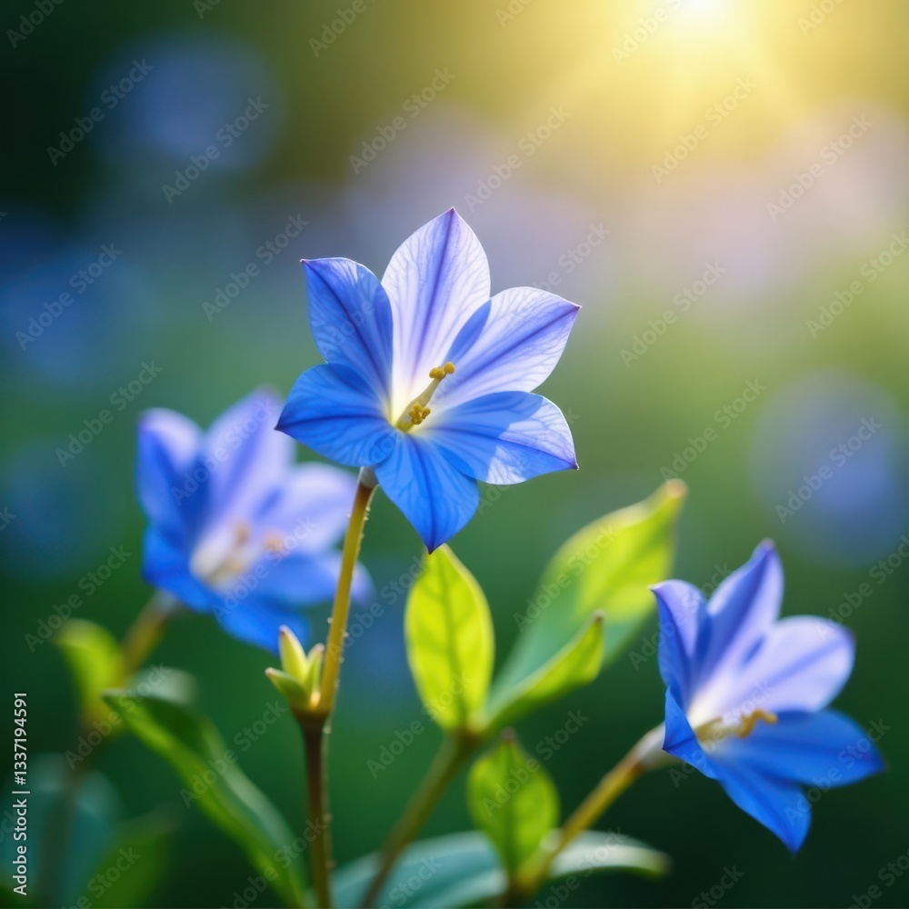 Vibrant blue campanula blossoms, soft spring light, bokeh , plant, campanula Vibrant blue campanula blossoms, soft spring light, bokeh , plant, campanula