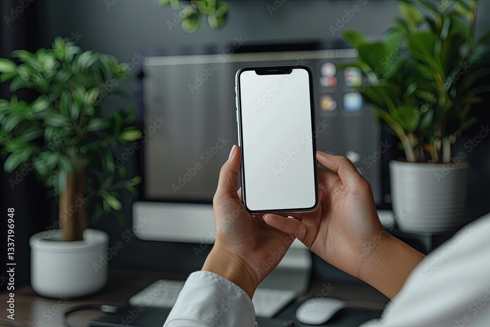 Modern Workspace With Smartphone