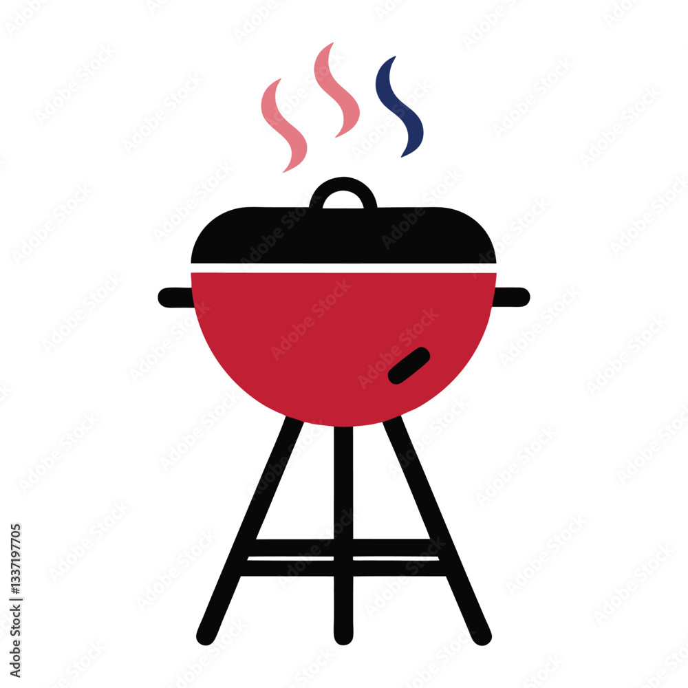 bbq grill with smoke vector illustration bbq grill with smoke vector illustration