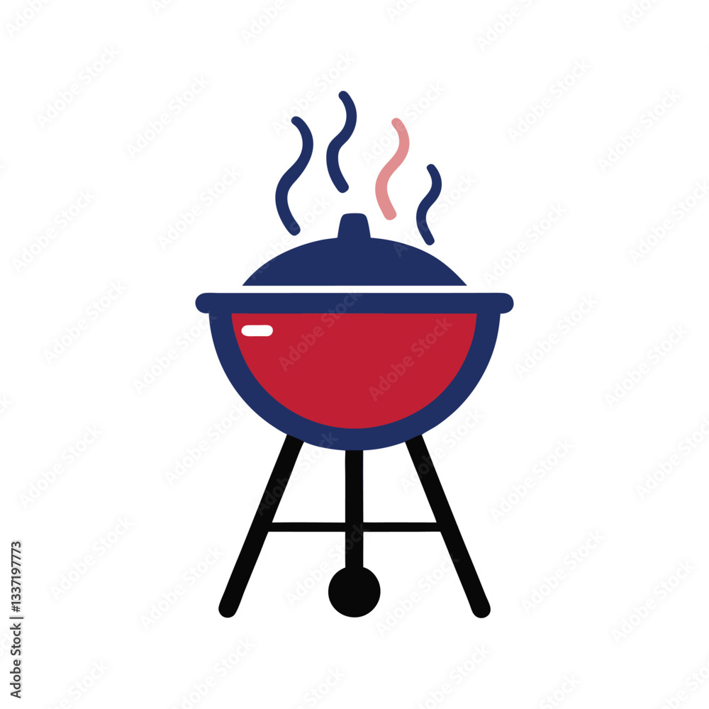 bbq grill with smoke vector illustration bbq grill with smoke vector illustration