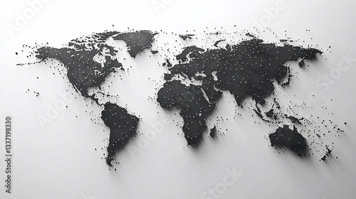 Global Map, 3D, Dotted, Elevation