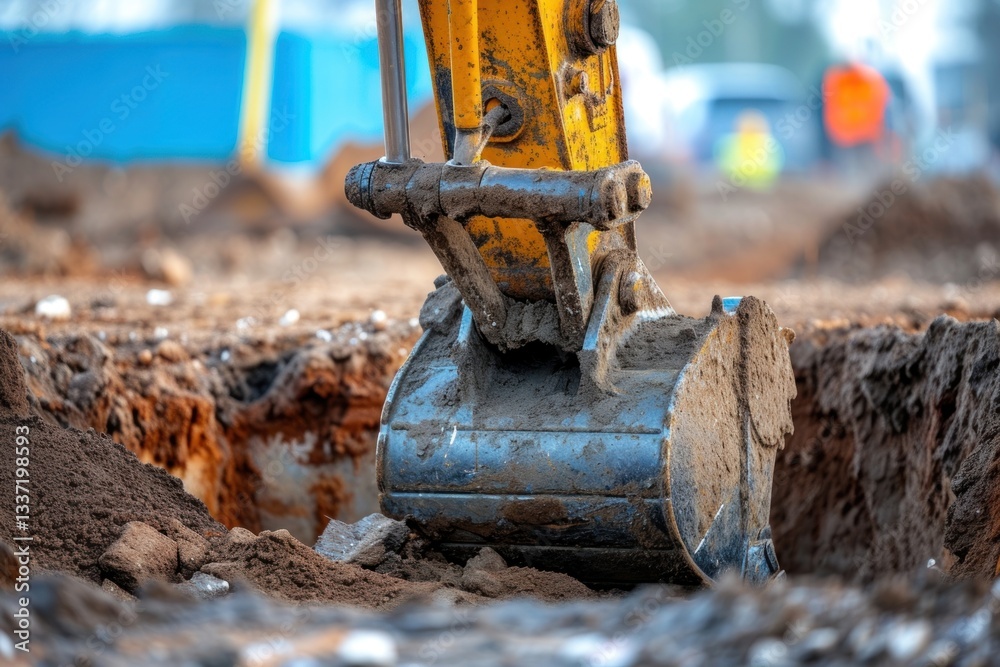 Fototapeta premium Excavator construction digging.