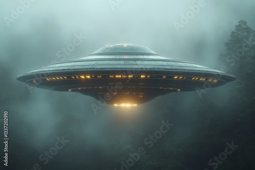 UFO Hovering In Dense Fog