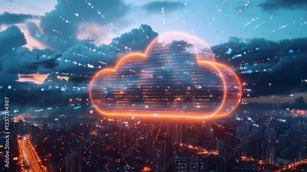 The video of a cloud over a city radiating digital data is ideal for technology and innovation projects related to cloud computing and big data.
The video of a cloud over a city radiating digital data is ideal for technology and innovation projects related to cloud computing and big data.
