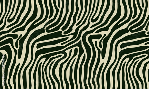 A seamless modern vector-style zebra pattern with wavy organic stripes, easily editable.