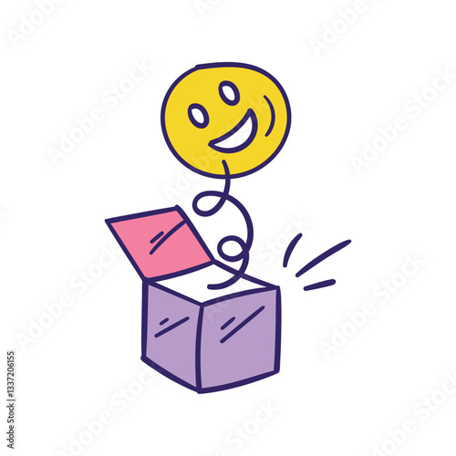April Fool Day color line doodle icon with white background vector stock illustration