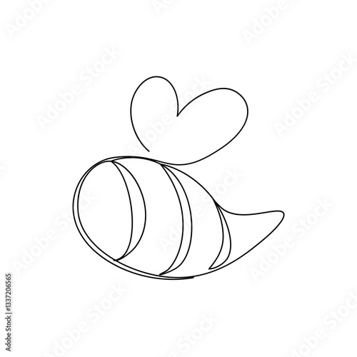 little bee one line drawing. minimalism in art. bee logo. miniature bee