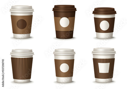 Wallpaper Mural Set of paper coffee cups isolated on white background. Torontodigital.ca