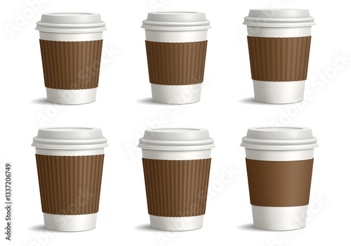 Wallpaper Mural Set of paper coffee cups isolated on white background. Torontodigital.ca