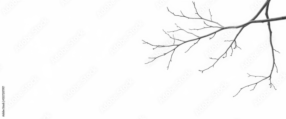 Fototapeta premium Intricate, bare branches isolated against a pure white backdrop, form, silhouette
